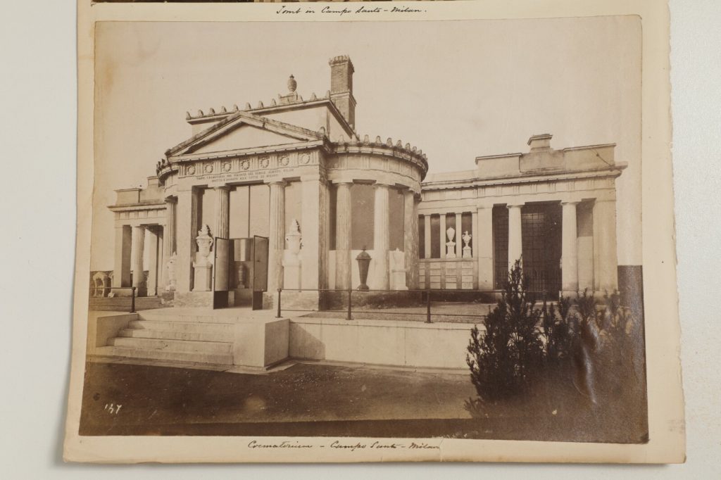 photo Albumine Italie CREMATORIUM CAMPO SANTO MILAN 18X24cm 1880