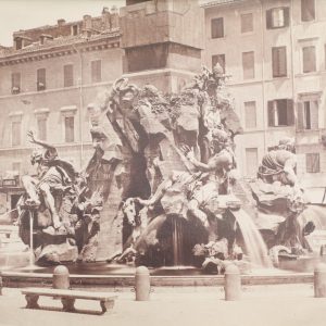 PHOTO-1880 ITALIE Rome Fontana Bernini Piazza navena-Papier Albumine 18x25cm