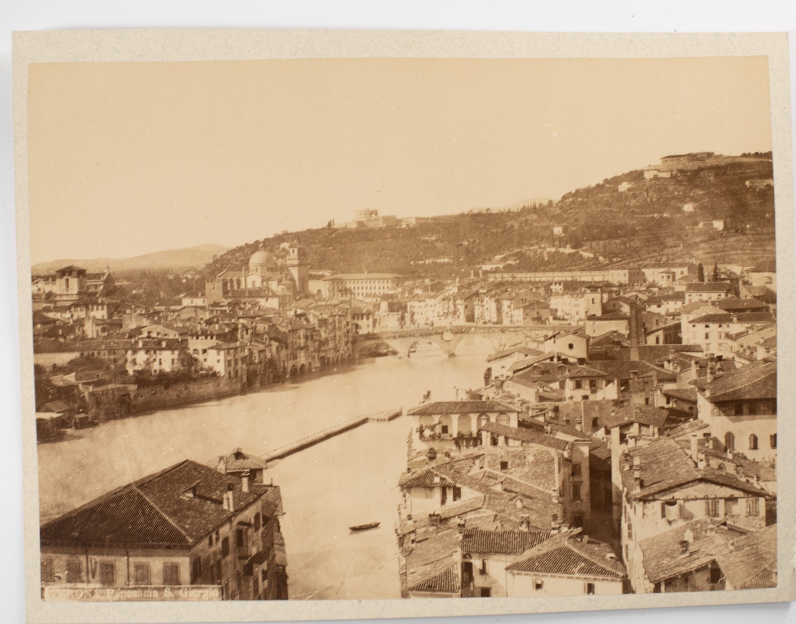 TIRAGE PHOTO ALBUMINE, 1880, SUR CARTON ITALIE 20X27cm Verone S Giorgio