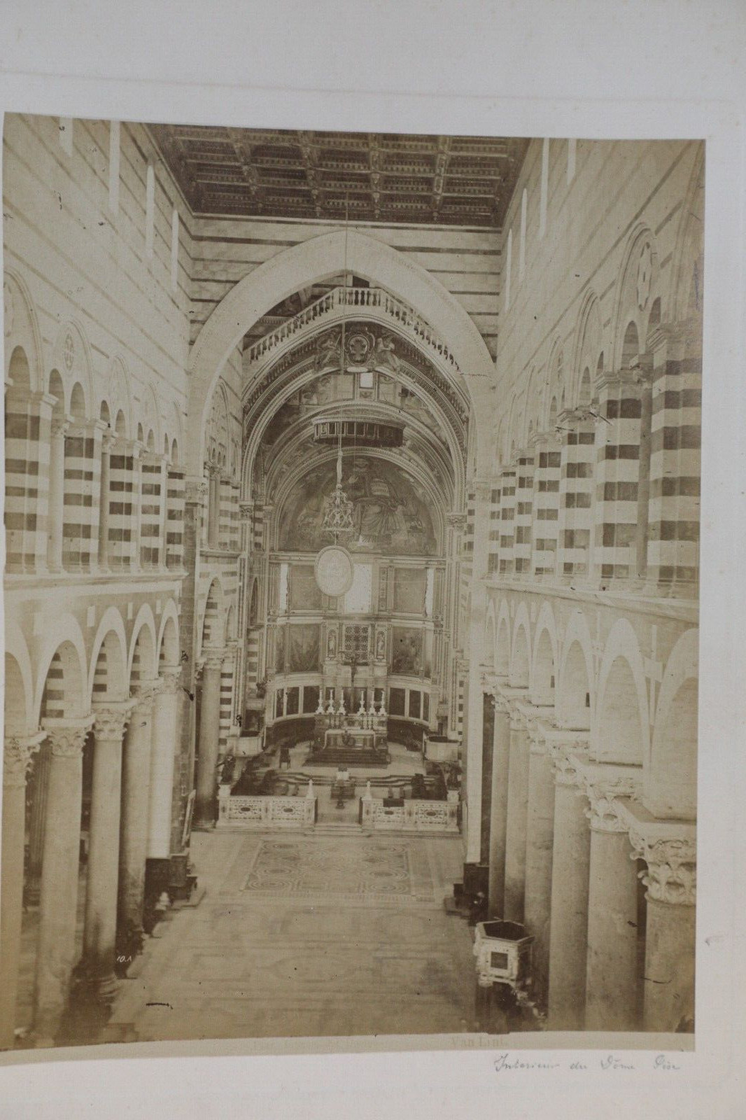 TIRAGE PHOTO ALBUMINE VAN LINT 1880 INTERIEUR DU DOME DE PISE 19X25cm