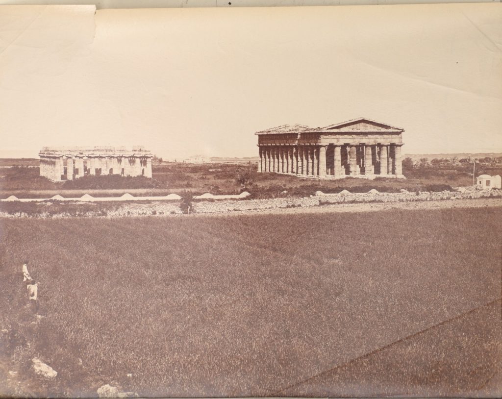 TIRAGE PHOTO-1880 ITALIE Tempio di Nettuno, Papier Albumine 18x25cm-SEPIA