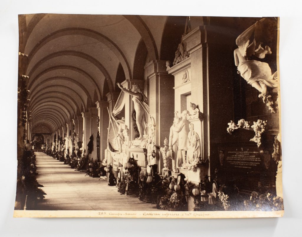 TIRAGE PHOTO ALBUMINE, 1880 ITALIE 22X27cm campo santo galerie inferieur