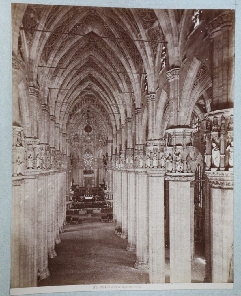 TIRAGE PHOTO	ALBUMINE MILAN 1880	SUR CARTON 19X25cm CATHEDRALE