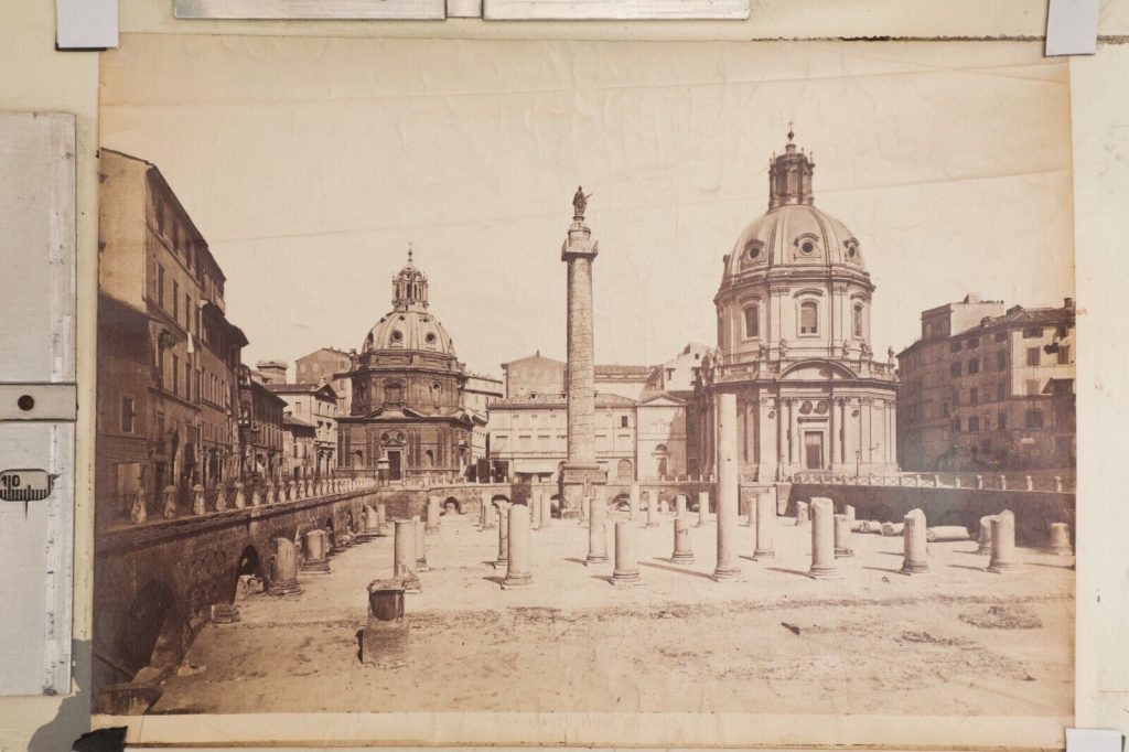 TIRAGE PHOTO-1880 ITALIE Rome Foro di Traiano-Papier Albumine 18x25cm-SEPIA-