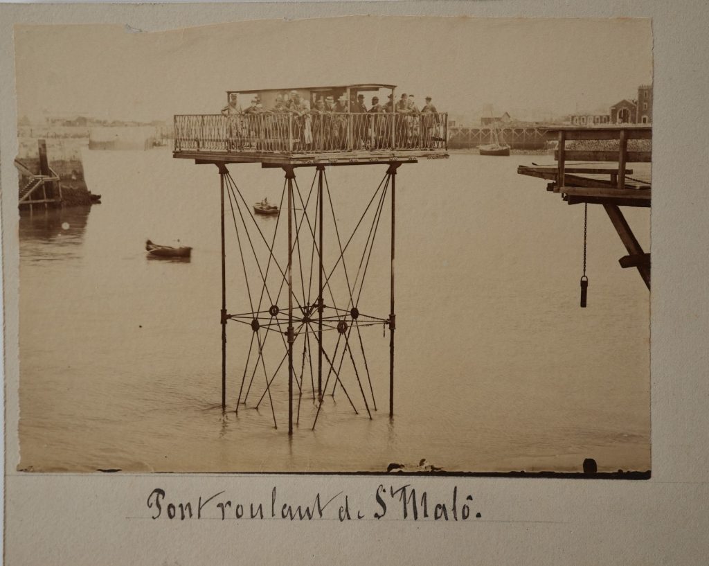 PHOTO Albumine France Paysage de Bretagne pont roulant Saint-Malo 11x16cm 1880