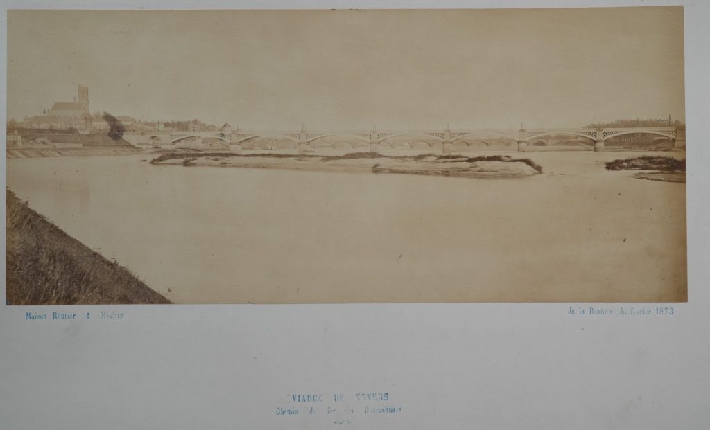 PHOTO Albumine France Viaduc de Nevers 16X37cm 1870