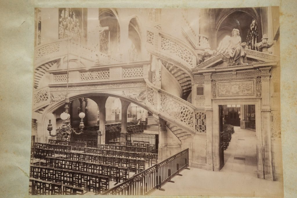 PHOTO Albumine France Paris, Le Jubé de l'Eglise St Etienne du Mont 21X27cm 1880