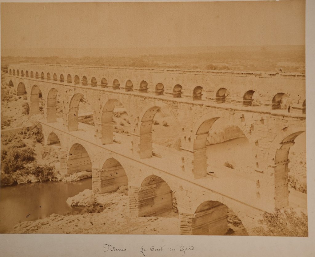 PHOTO Albumine France Nimes Pont du Gard 21X26cm 1870