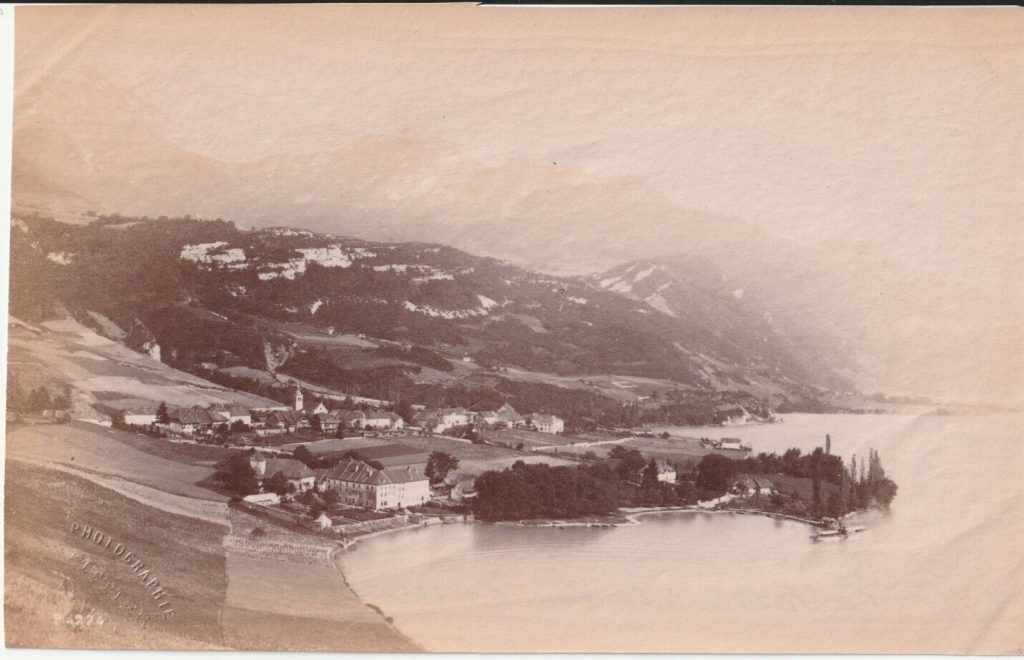 TIRAGE PHOTO ALBUMINE FRANCE LAC D'ANNECY 1880 LA TOURNETTE ET TALLOIRES 10X15cm