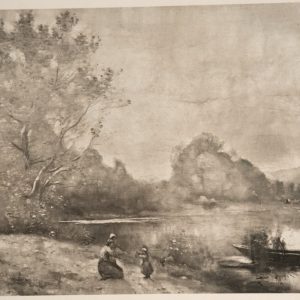 Photo Albumine	France	PHOTO DE TABLEAUX COROT 18X24cm	1880 le bateau à l'étang