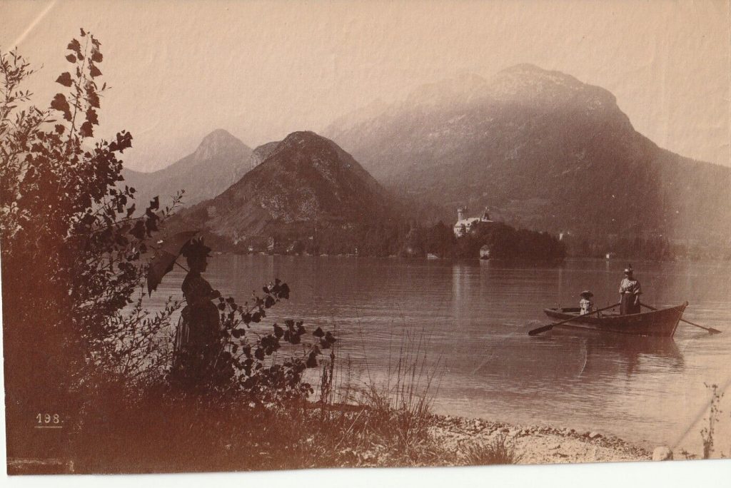 TIRAGE PHOTO ALBUMINE FRANCE LAC D'ANNECY ANIME 1880 10X15cm trés bon état
