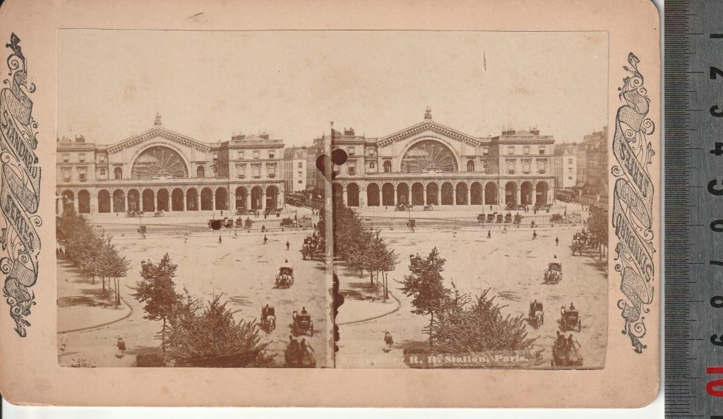 Photo albumine Stéréo FORMAT ATYPIQUE 11X17cm 1870 paris gare de l' Est