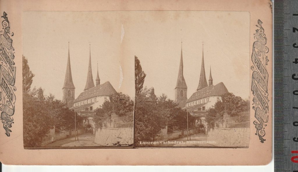Photo albumine Stéréo FORMAT ATYPIQUE 11X17cm 1870 SUISSE LUCERNE