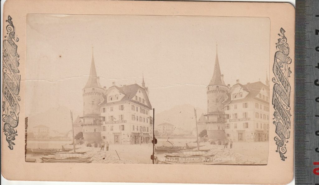 Photo albumine Stéréo FORMAT ATYPIQUE 11X17cm 1870 SUISSE LUCERNE