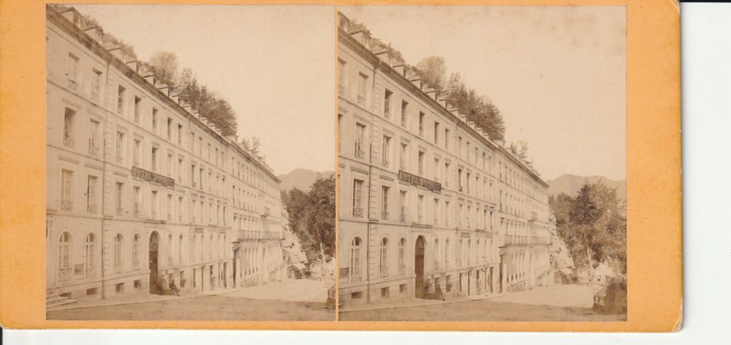 Photo albumine Stéréo 1870 BEARN LES EAUX BONNES , stéréoscopique 9X17,5cm