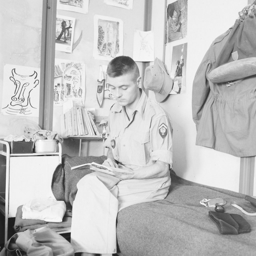 Tirage photo sur papier argentique militaire Algerie 1950 20x20cm