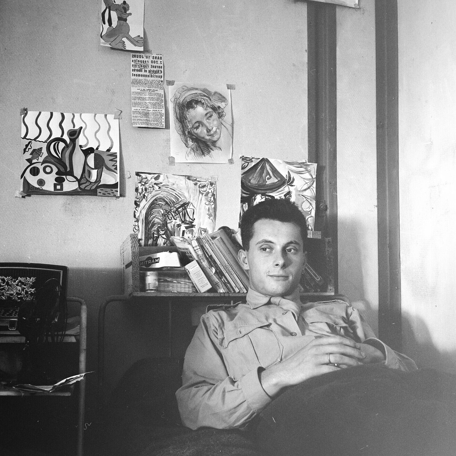 Tirage photo sur papier argentique militaire Algerie 1950 20x20cm