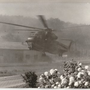 TIRAGE PHOTO	ARGENTIQUE BARYTE 70'	MILITARIA MILITAIRE FRANCE 18X24CM HELICOPTER