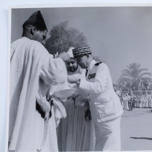 TIRAGE PHOTO	argentique CIRCA 1955	VISITE  Maroc Maréchal Juin 18X18cm