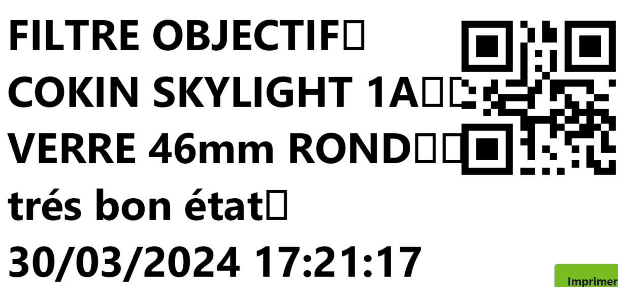 FILTRE OBJECTIF-COKIN SKYLIGHT 1A--VERRE 46mm ROND--trés bon état – Image 2