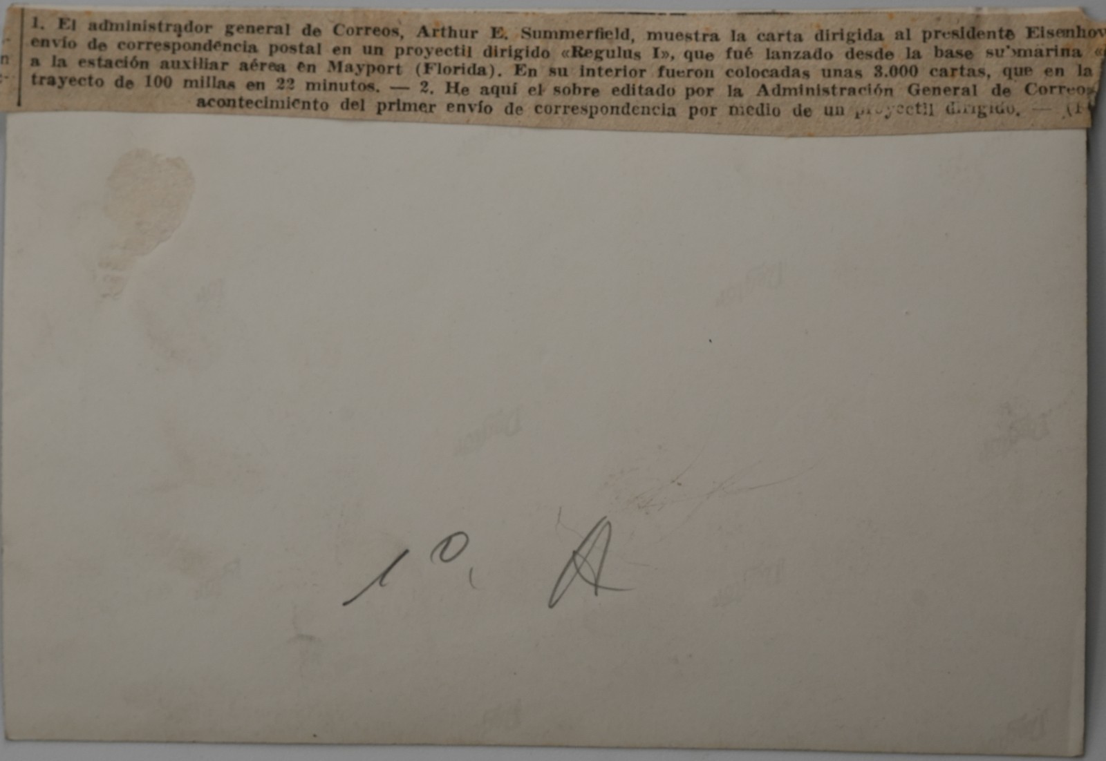 PHOTO Argentique first missile letter General Summerfield 11X16cm 1950 – Image 2