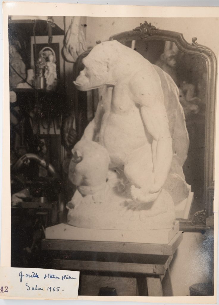 PHOTO Argentique 1956 Sculpture d'Orang-Outan de Henri-Louis Poncet 18X24cm
