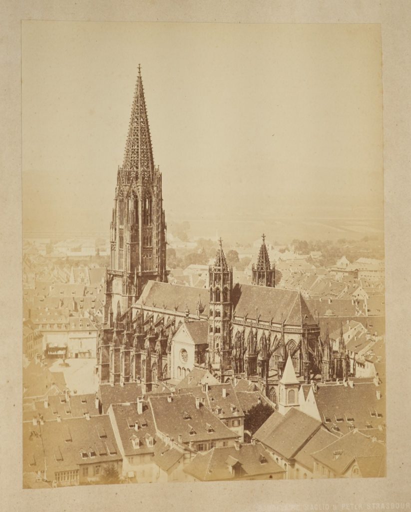 photo  Albumine	Allemagne	Cathedrale de Fribourg	21X27cm	1870