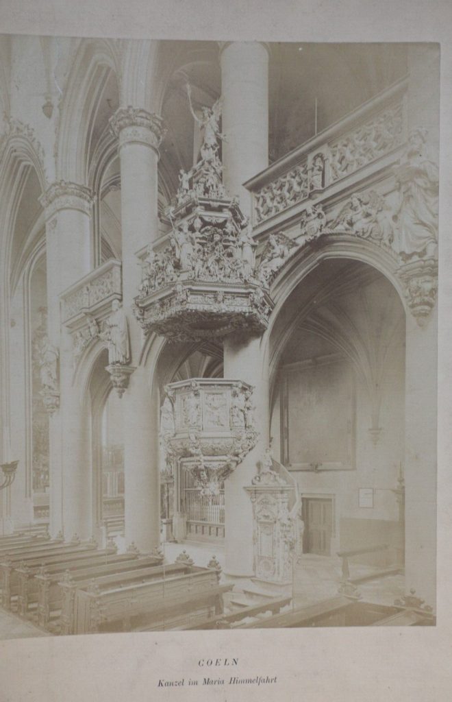 TIRAGE PHOTO ALBUMINE COELN 1880 Kanzel Maria Himmelfahrt 21X28cm