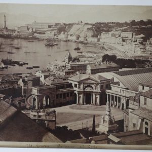 PHOTO 1880 albumine collé sur carton ITALIE Genes Panoramas du port 22x27cm