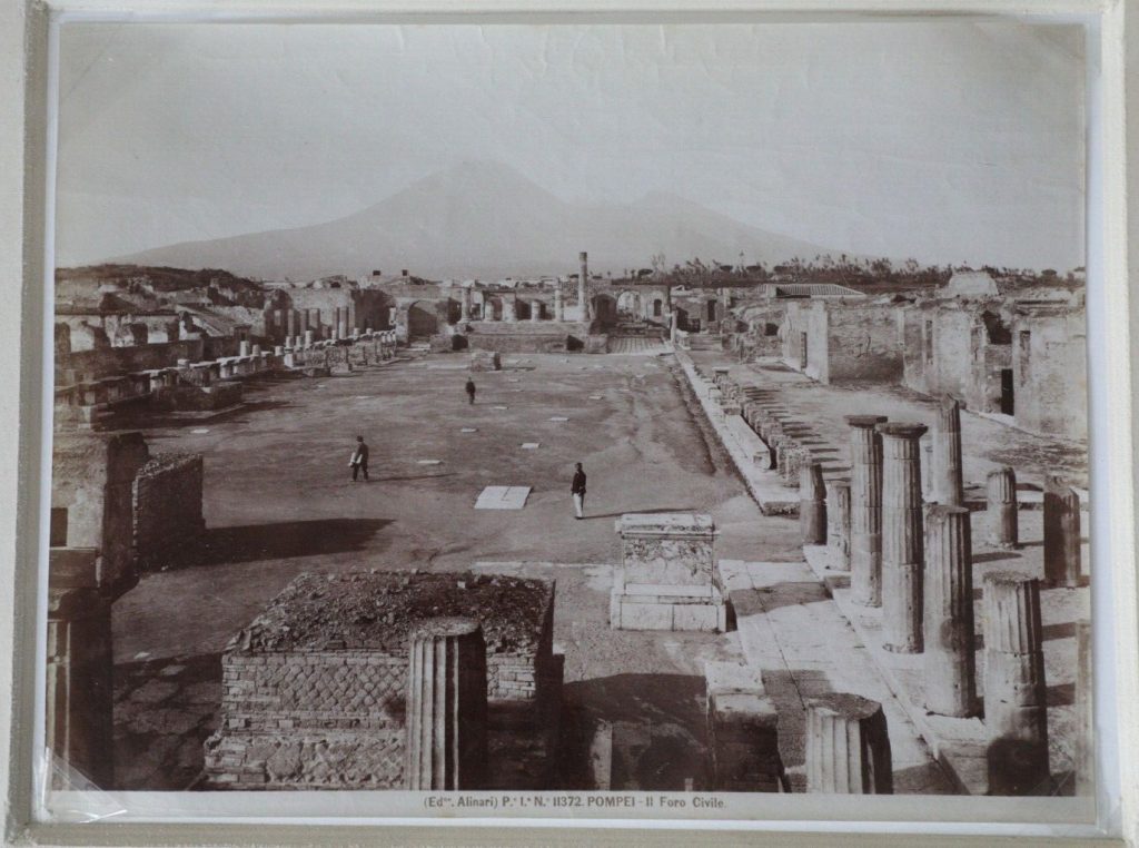 TIRAGE PHOTO ALINARI ALBUMINE 1880 POMPEI FORO CIVILE 19X25cm