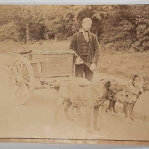 TIRAGE PHOTO Albumine Belgique Homme et charette à chien 12X17cm 1880