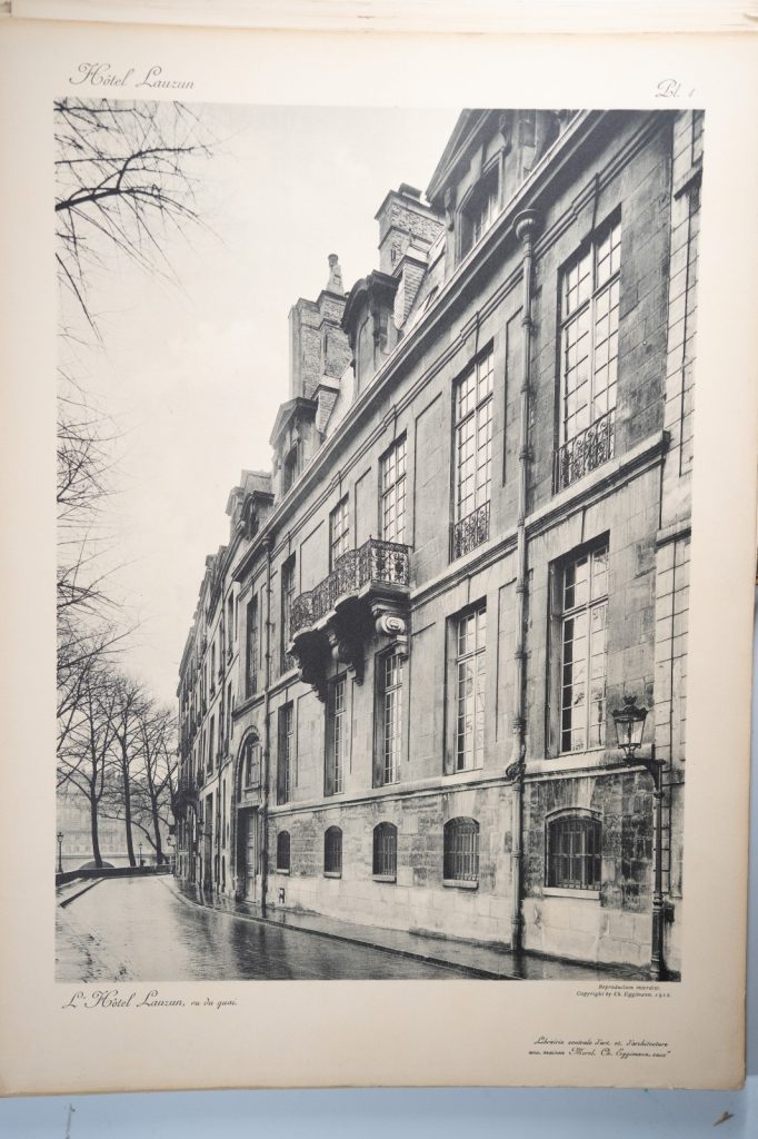 photo Heliogravure 31 planches de l'hotel Lauzun Paris 33X46cm	1910 Egimmann