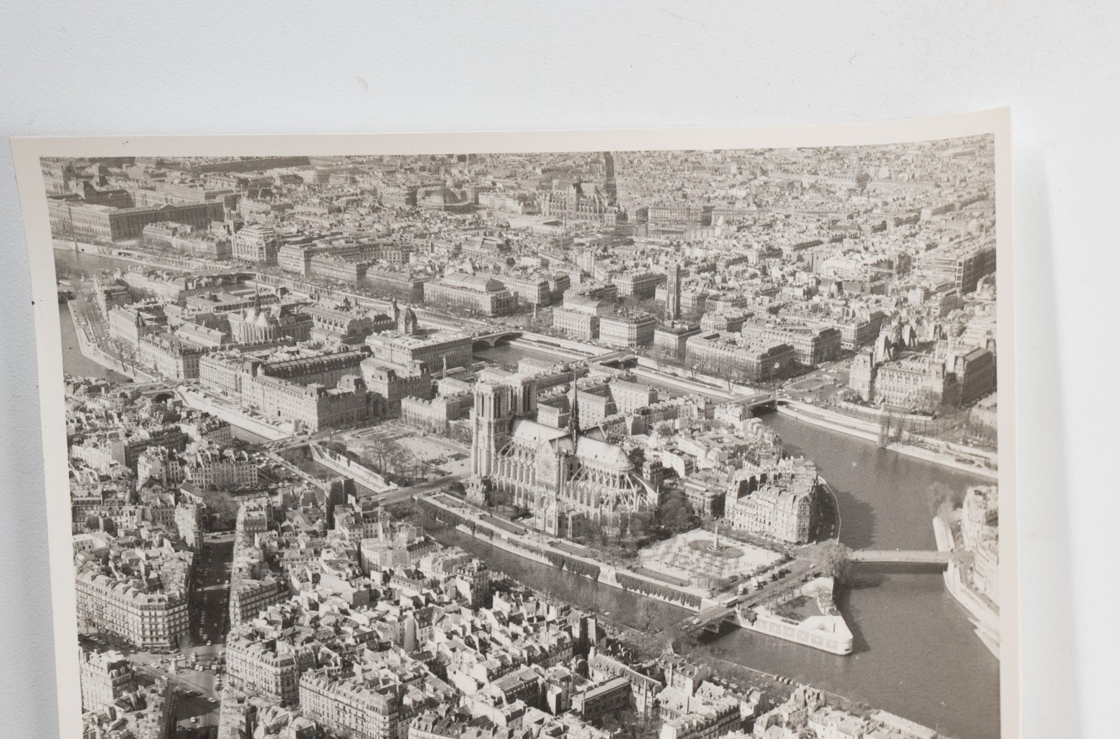 PHOTO Argentique Vue aérienne Paris notre dame 9x12cm 1970 Roger Morin