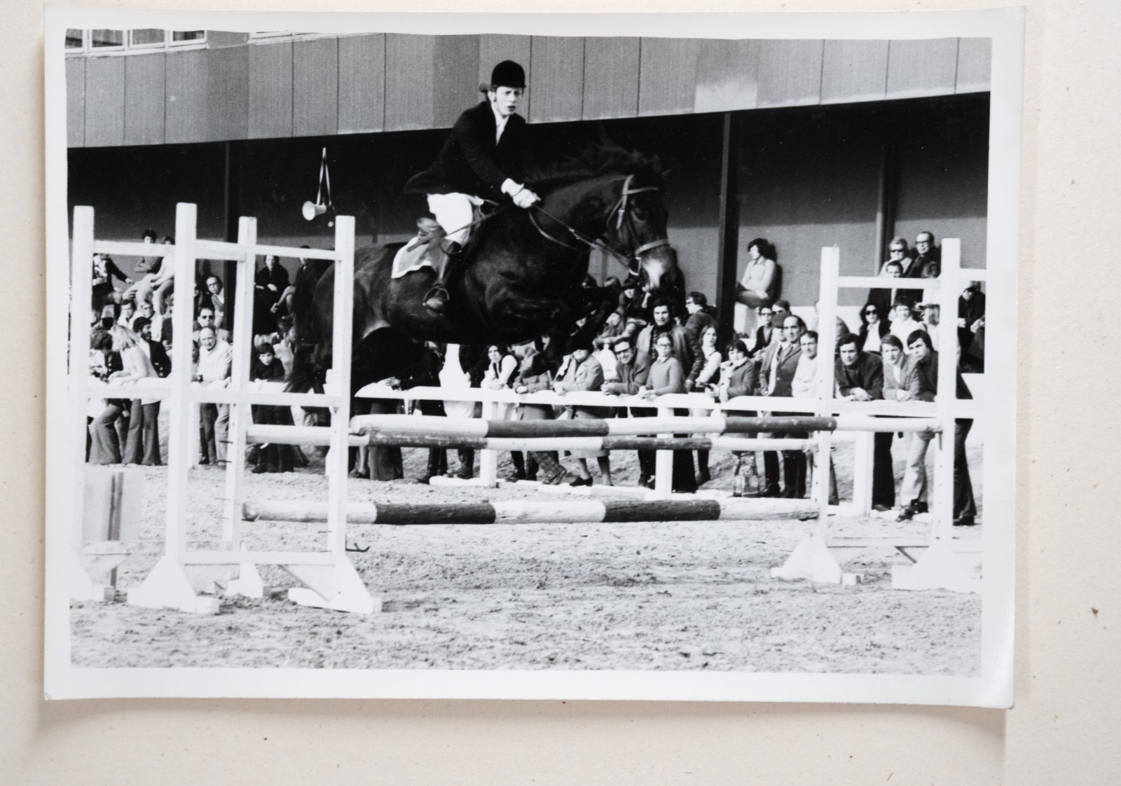 PHOTO Argentique France Equitation cheval saut d'obstacles 13X17cm 1970