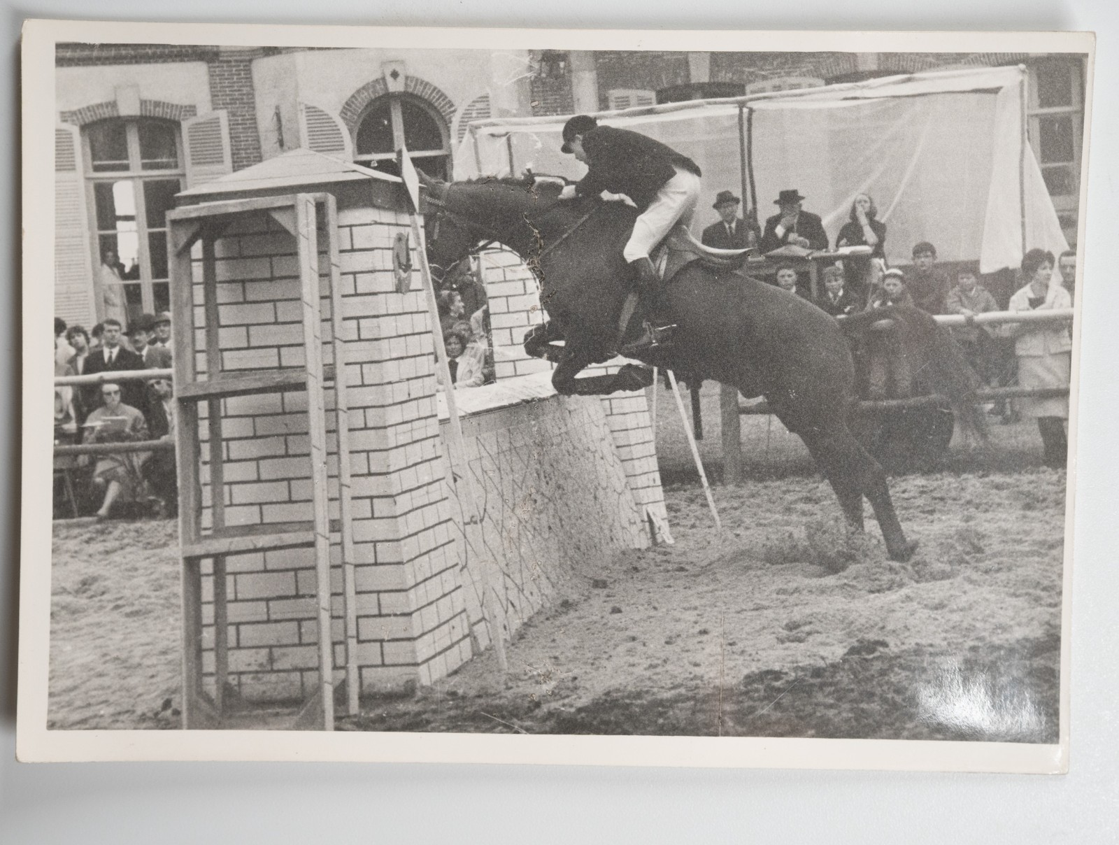PHOTO Argentique France Equitation cheval saut d'obstacles 13X17cm 1970