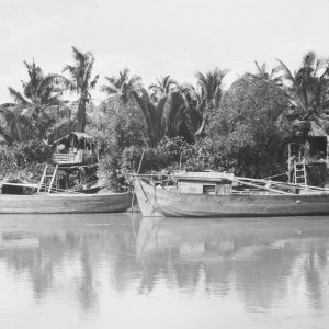 Tirage grande  photo noir blanc argentique baryte 1920 BATEAU INDOCHINE 26X40cm