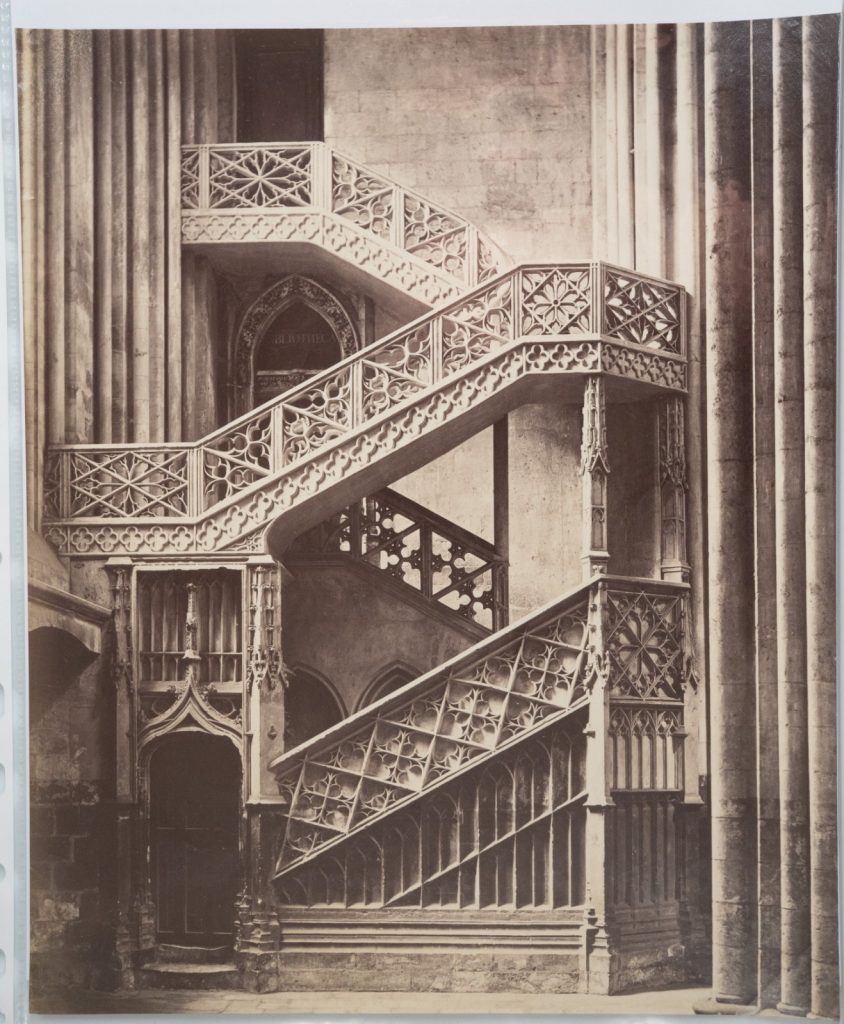 PHOTO Albumine ROUEN 20X25cm Cathédrale Notre-Dame Escalier gothique