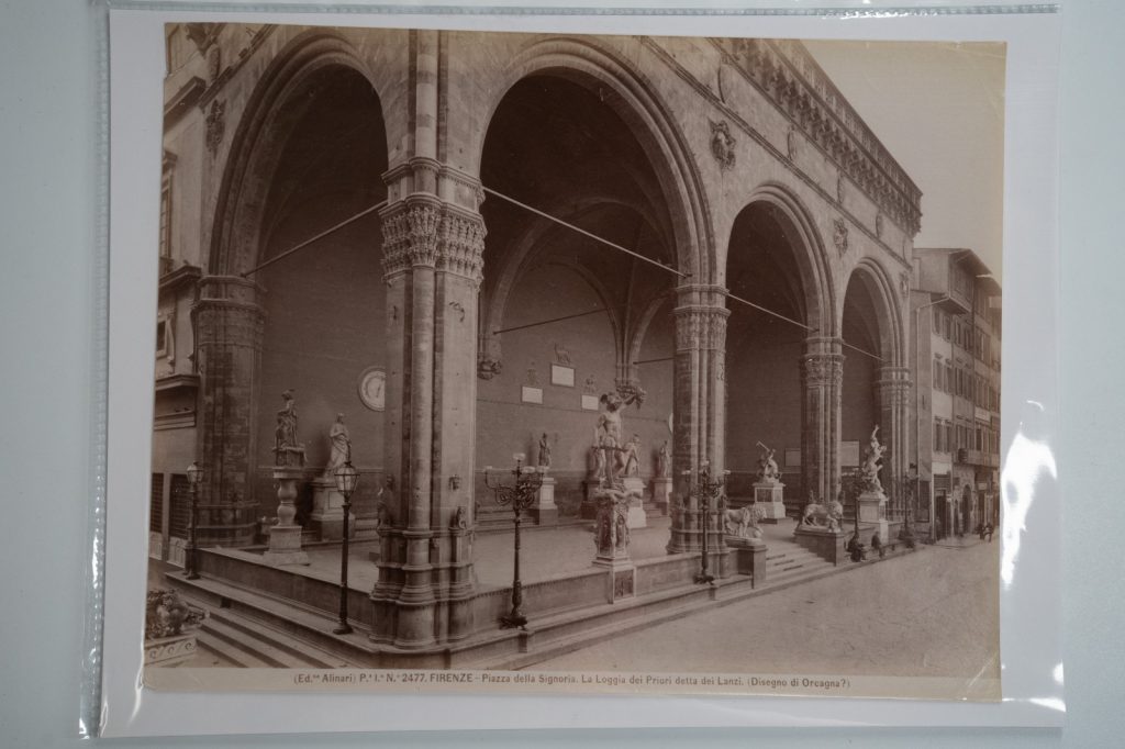 PHOTO Albumine Italie Florence Plazza della SIgnora 20X25cm 1880