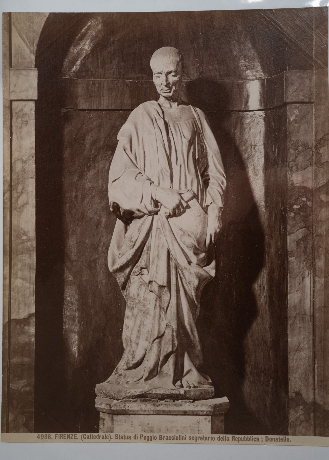 PHOTO Albumine Italie Florence 19X25cm 1880 statue de la prophète Donatello