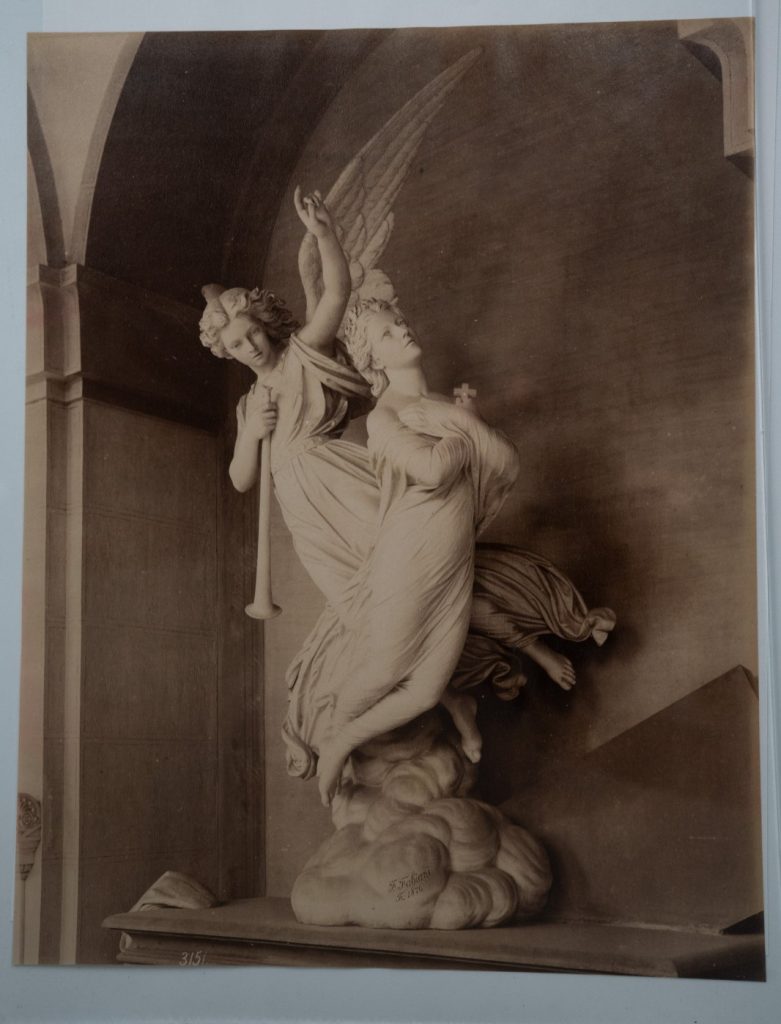 PHOTO Albumine Italie Gènes Statue 21X26cm 1880 Noack Cimitero di Staglieno