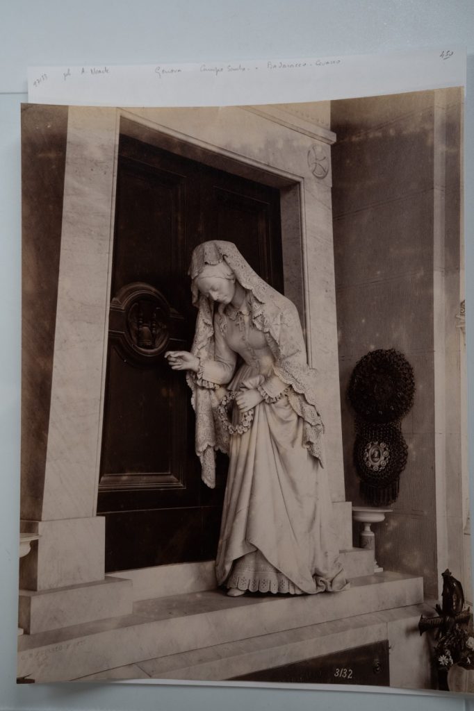 PHOTO Albumine Italie Gènes Statue 21X26cm 1880 Noack Cimetière Staglieno