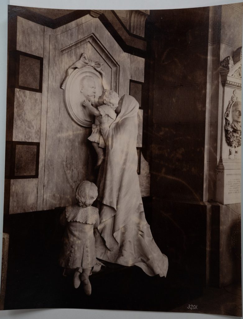 PHOTO Albumine Italie Gènes Statue 21X26cm 1880 Noack Cimetière Staglieno