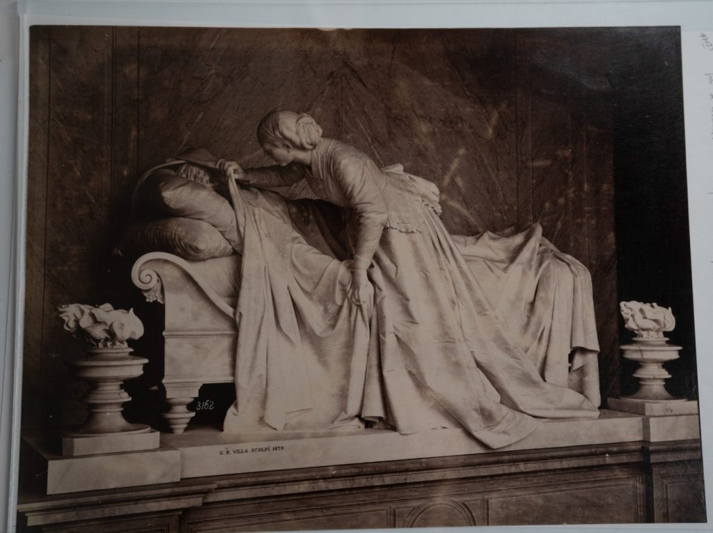 PHOTO Albumine Italie Gènes Statue 21X26cm 1880 Noack Cimetière Staglieno