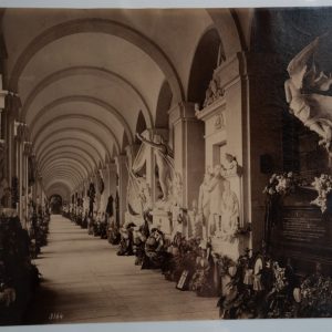 PHOTO Albumine	Italie	Gènes Statue	21X26cm	1880 Noack  cimetière  Staglieno
