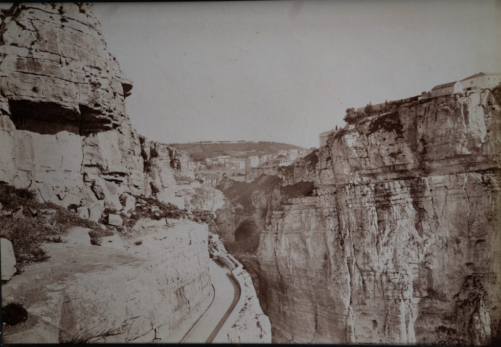 TIRAGE PHOTO Albumine Algérie Constantine Gorges du Rhummel 20X27cm 1880