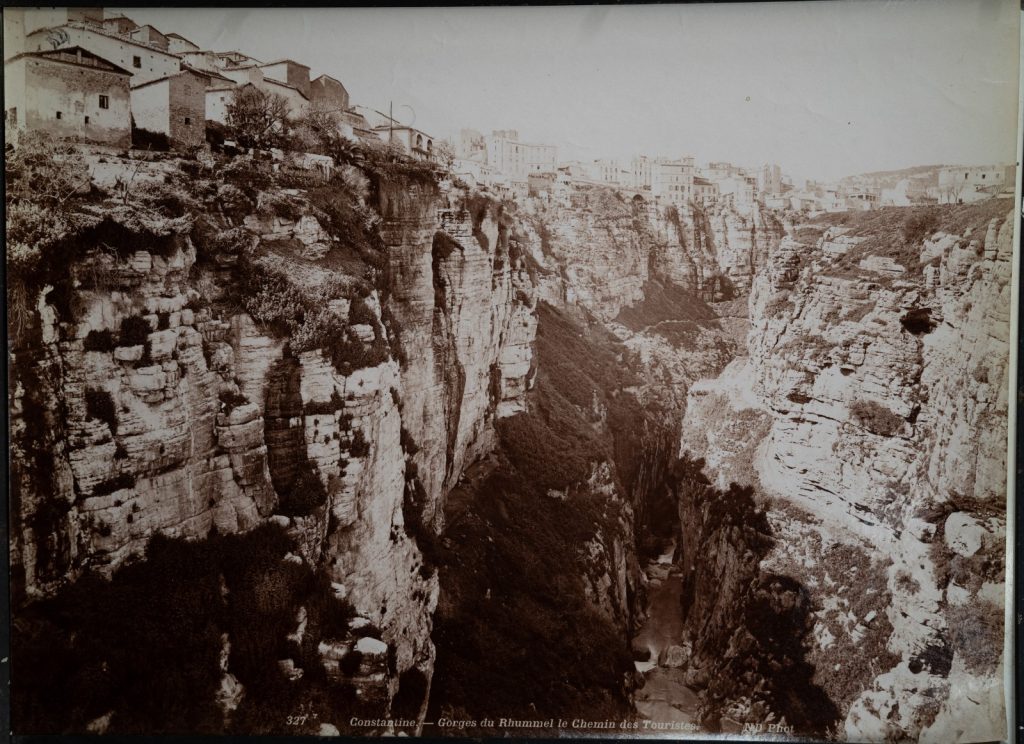 TIRAGE PHOTO Albumine Algérie Constantine Gorges du Rhummel 20X27cm 1880