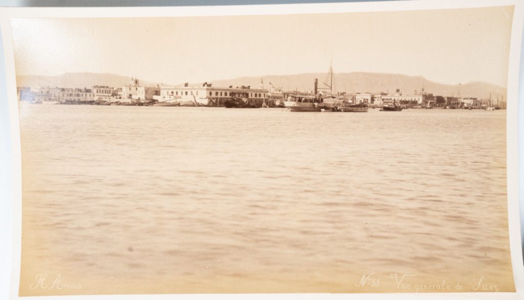 PHOTO Albumine Egypte Vue générale du canal de Suez 15X27cm 1870 Arnoux