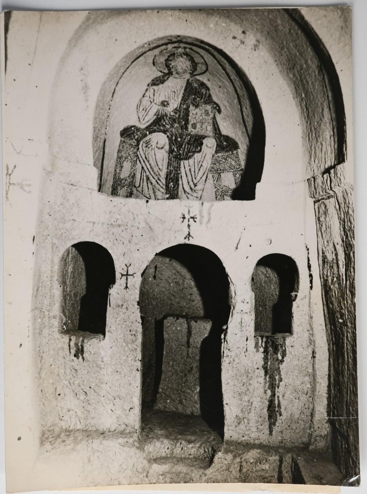 PHOTO Argentique chapelle chrétienne troglodytique Ürgüp Turquie 15x20 1960