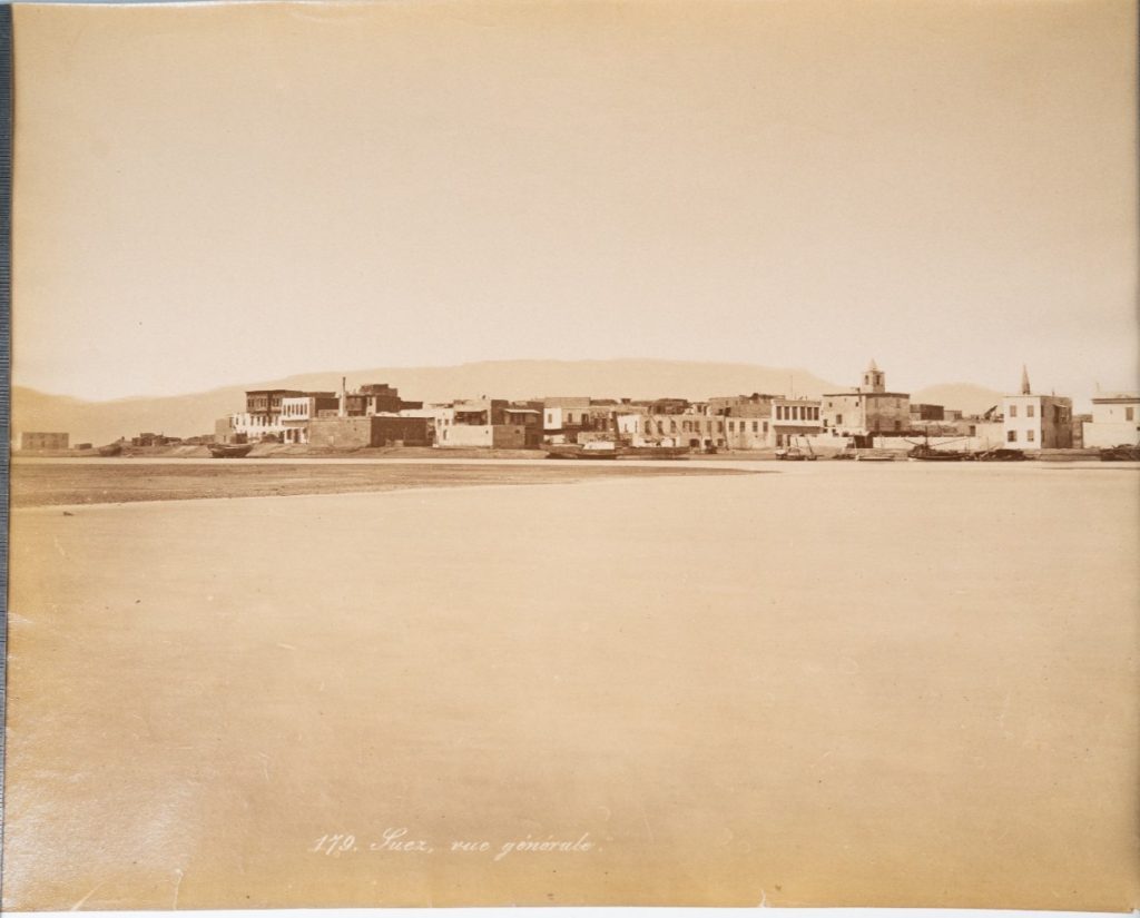 PHOTO Albumine Egypte Suez Vue Général Canal 21X27cm 1880