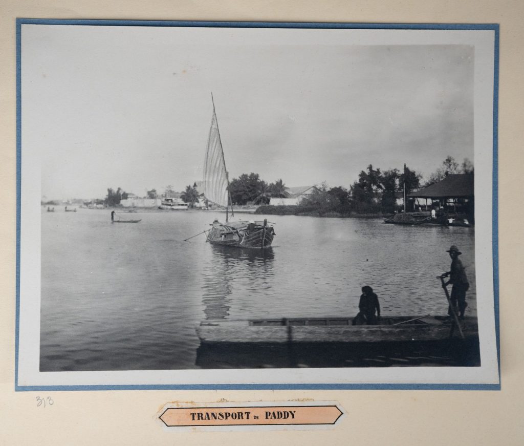 Photo Argentique	Indochine	Indochine transport de Riz en bateau	18X24cm	1930